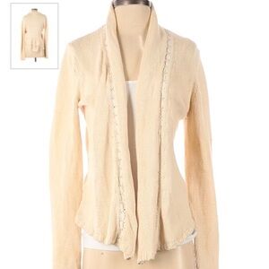 Anthropologie Angel of the North Cardigan Crochet Lace Ruffle Victorian Romantic